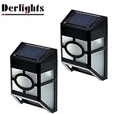 Derlights ソーラーライト LED壁掛けライト 光量センサー式 防犯＆IP44防水 太陽発電 省エネ 高輝度 120°広角度 長時間発光 取り付けが簡単 屋外照明/ステップ/軒先/ガーデン/駐