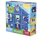 Crocodile Creek Little Architect Boy Builder Jumbo Block Mix and Match Stacking Set, 3.5" Toy [並行輸入品