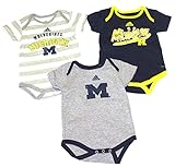 NCAA公式Michigan Wolverines Distressed Print 3個入ります。ボディスーツクリーパーCrawler Set