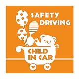 デザイン工房ＳＩＧＮＳ 車ステッカー Child in car 8 綺麗にはがせる 車 ステッカー 熊 風船 ベビーカー オレンジ (マット）