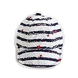 Spinas(スピナス) キッズ ベビー 帽子 キャップ 柄　星 スター ボーダー つば かわいい 日よけ UVカット 熱中症 防止 おでかけ 男の子 女の子 全3色 ブルー レッド イエロー (ブル