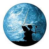 HYSENM ウォールステッカー 時計 夜光 壁掛け時計 蛍光地球 光る地球 ウォール時計 壁飾り アクリル時計 防水 壁時計 妖精 30cm
