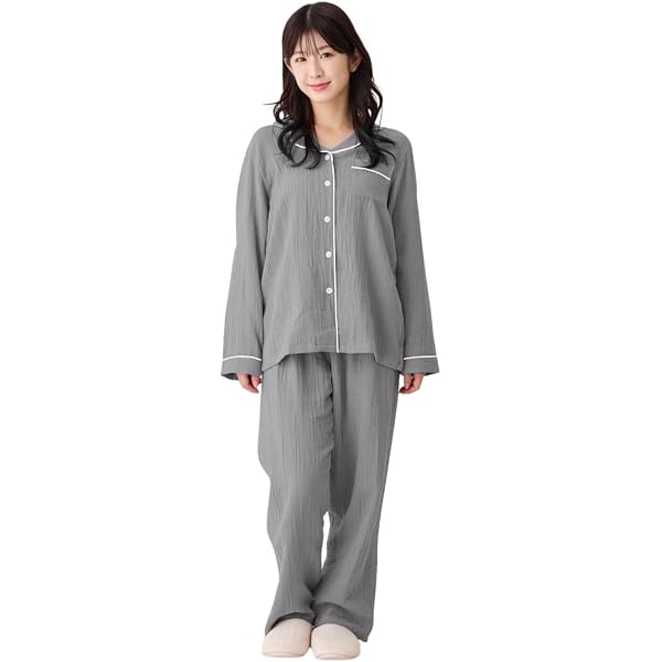 Amazon | メイド・イン・アース ガーゼパジャマ 茶 ダブルガーゼ