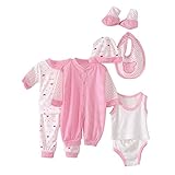 PER 　ベビー服　新生児服　ベビー肌着　下着　8枚組　ギフト　出産祝い　可愛い　トライプ　ポルカドット (ピンク)