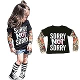 ベビーシャツ、トップ、Franterd Boy Girl長袖Tattoo Print Clothes ホワイト