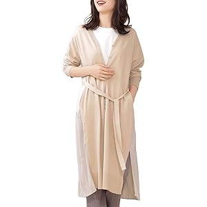 [ナノユニバース] バックプリーツロング カーディガン レディース