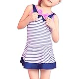 (ラグロージー)LuxRosy* 子供水着 ボーダー マリン りぼん 付 ワンピース タイプ スイムウェア キッズ ジュニア 女の子 スクール にも ピンク M