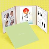 手形足形命名書　文字のみ　表紙若草色【Anniversary】　白箔【L判セット】赤ちゃんの手形・足形・写真・お名前がすべて入る！柄なし　タイトルのみ　赤ちゃん手形足形命名書台紙（大）ベビー誕生　必須