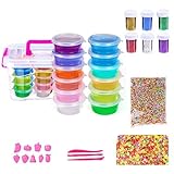 DIY SlimeキットSuppliesストレージコンテナ、ふわふわSlime、光る、カラフルな発泡ボールとビーズ、for Makingアートクラフト