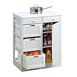 天然木野菜収納庫付きキッチンワゴン レギュラー ホワイト