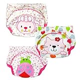 3層と少年少女の幼児の子供のための3枚の赤ちゃんのトイレトイレトレーニングパンツ (XL/100, 女の子)