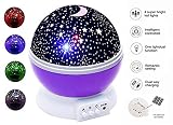 lirukoko Sky Light Moon Light Starプロジェクタ4 LED電球8 USBケーブルカラーRedemptionギフトパーティー パープル