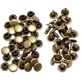 KUKU工房 両面カシメ レザークラフト材料 100組セット (アンティークゴールド, 頭8mmｘ足8mm)