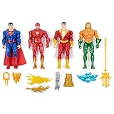 DCコミックス アクションフィギュア 4個パック スーパーマン ザ・フラッシュ シャザム アクアマン 4インチ フィギュア アクセサリー スーパーヒーロー キッズおもちゃ 男の子 女の子 対象年齢3歳以上