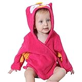 ベビーバスローブ フード付き カートゥーン アニマルスタイル バスタオル お風呂 シャワータオル (レッド)