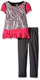 Young Hearts Little Girls' 2 Piece Zebra Pullover with Pant Red 6 [並行輸入品]