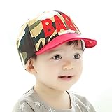 eipatu ベビー キッズ 赤ちゃん 子供 帽子 キャップ 日除け 男の子 女の子 字母ロゴ　迷彩　かわいい　45-50cm　サイズ調整可能 (レッド)