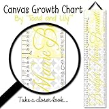 子供用キャンバスBirth Info Growth charttm黄色とグレーダイヤモンドダマスク性別Neutral NurseryキャンバスGrowth Chartベビーシャワーギフトgc0242