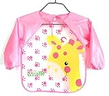 Konoder Baby Kids Waterproof Long-sleeved Smock Painting Apron Feeding Bib with Baby Gauze Handkerch