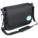 LINSAM ベビーカーバッグ マジックテープ ベルト付 ベビー用 収納バッグ ショルダーバッグ 大容量（ブラック）