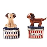 Mud Pie Puppy First Tooth and Curl Baby Keepsake Boxes Set