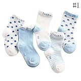 Nice Days（ナイス　ディズ） 【5足セット】春夏 可愛い 子供 靴下 カラフル ソックス 男の子 女の子 クルー丈 通気性 (青, 14-16㎝)