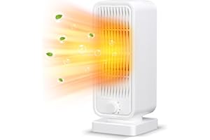 【2025冬モデル】 セラミックヒーター 小型 電気ファンヒーター 2秒速暖 暖房器具 マイナスイオン空気清浄 省エネ 速暖 大風量 コンパクト 3段階温度調整 900W 足元 ファンヒーター 温度調節 2重過熱保護 転倒OFF 節電対策 過熱保護 セラミック 窓下結露対策/寝室/トイレ/洗面所/オフィスに適用 (マットホワイト)