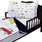 RoomCraft Red Light Green Light 3pc Toddler Bedding Set Cars and Trucks Blanket Sheet and Pillowcase