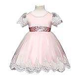 WIN ベビードレス ベビーデイジー 結婚式 セレモニードレス フォーマルドレス 子供服 女の子 　赤ちゃん お宮参り ティアードスカート (3M, ピンク)