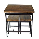 鉄脚 ダイニングセット ”GRAIN（グレイン）” テーブル 高さ 75センチ チェア　2脚 3点セット 鉄フレーム 木目 ブルックリン 3人用 デザイン おしゃれ 木