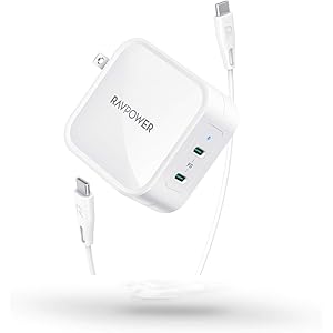 PD 充電器 RAVPower Type C 急速充電器 90W【GaN (窒化ガリウム)採用/2ポート/折畳式/PD対…