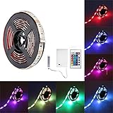 SOLMORE ライトストリップ LEDテープライト 超高輝度 SMD5050 RGB 防水IP65 24キー赤外線リモコン 切断可能 テープ付き 天井、屋内および屋外用 装飾用 DC 4.5-5V 