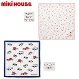MIKIHOUSE(ミキハウス)リーナ＆車 ガーゼハンカチ ---,白×ブルー