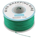 uxcell PCBはんだ付けコーティング30AWGワイヤーラッピングケーブルリール1000Ftグリーン