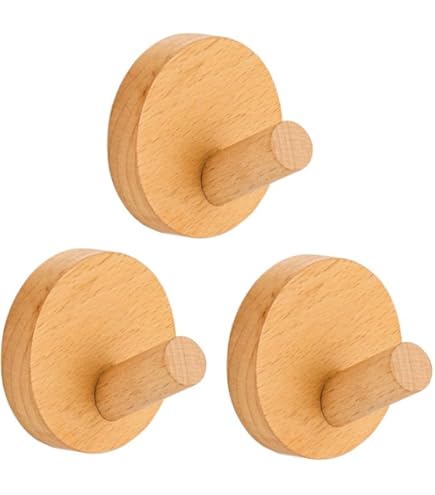 Amazon.co.jp: ブナ 木製フック 3個セット おしゃれ 壁掛け洋服掛け