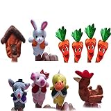 POTOJP 指人形 布の人形 家族みんなで指人形 マペットおもちゃ 縫いぐるみ 子供大好き 安心 布製 物語 童謡 おとぎ話 教育ハンドトイ 知能・五感 を育てる 邦尼さんのニンジンのスープ 10個