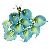 Hmmy カラーリリ　オランダカイウ　造花 ウエディングブーケ 　結婚式　撮影 プレゼント イベント パーティー 　ブルー10本セット