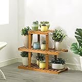 J-園芸ラック ラワースタンド 3ティア竹フラワー/プラントラック/棚プラント用鉢植えフラワーポットシェルフスタンドラックコンビネーションガーデンストレージ棚屋外/屋内居間ガーデン98x28x60cm