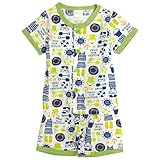 パジャマ 半袖 ベビー 男の子 前開きパジャマ 腹巻付 丸首 ハーフパンツ 寝巻き グリーン-(GR) 95cm