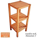 木製ラック　ハワイアン (３段, ブラウン)