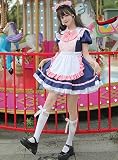 [FULINE] メイド服 ハロウィン 大きいサイズ メイド仮装 メンズ 女装 半袖 ショート丈 可愛いメイド 萌え 喫茶店 こすぷれ イベント パーティー 学園祭 撮影 配信 ネイビー 3XL