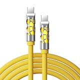 シリコンケーブル Type-C ケーブル 240W 急速充電 絡まない PD USB-C 1.2m 高速データ転送 RGBアンビエントライト (黄色)