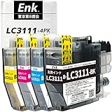 LC3111-4PK(BK/C/M/Y)【4色セット】大容量 brother互換インク 残量表示あり 最新ICチップ搭載 国内梱包検品済み 【Enk】製 対応機種: DCP-J582N DCP-J982N-W/B DCP-J978N-W/B DCP-J972N DCP-J973N-W/B DCP-J572N DCP-J577N MFC-J903N MFC-J893N