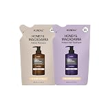 【クンダル】アンバーバニラの香り | ハニー＆マカダミア 詰め替え用 シャンプー＋トリートメント (各400ml) 香りが長く続く 韓国ヘアケア