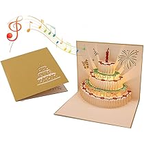 お誕生日カード Amazon | ケーキ 誕生日カード メロディ ライト付き 3D 立体