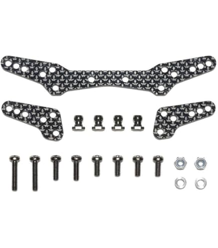 カーボンシャーシM、カーボンダンパーステイ前後。アッパーデッキBホルダー カーボンシャーシM、カーボンダンパーステイ前後。アッパーデッキB