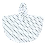 レイン コート ポンチョ キッズ 子供 用 カッパ 雨具 防水 男の子 女の子 (ホワイト/ボーダー柄)