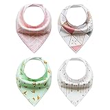 Cutelove ベビー　赤ちゃん　男女兼用　よだれかけ　4枚セット　二層 　三角 スナップ　防水　柔らかい　サイズ調整可能　出産準備　スタイ　綿製品（0-3T）