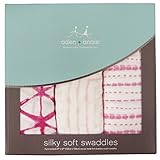 エイデンアンドアネイ ADEN+ANAIS おくるみ バンブー 3枚セット 12種 シルキーソフト モスリン スワドル (BERRY SHIBORI) [並行輸入品]