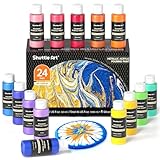 Shuttle Art アクリル絵の具 ポーリングアート絵の具 23色セット メタリックカラー キラキラ 60ml シリコンオイル付き フルイドアート 注ぐアートワーク用 画材セット 初心者 プレゼント